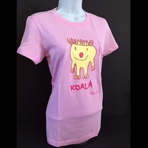 American Apparel Maxim’s art animal koala graphic T-shirt pink